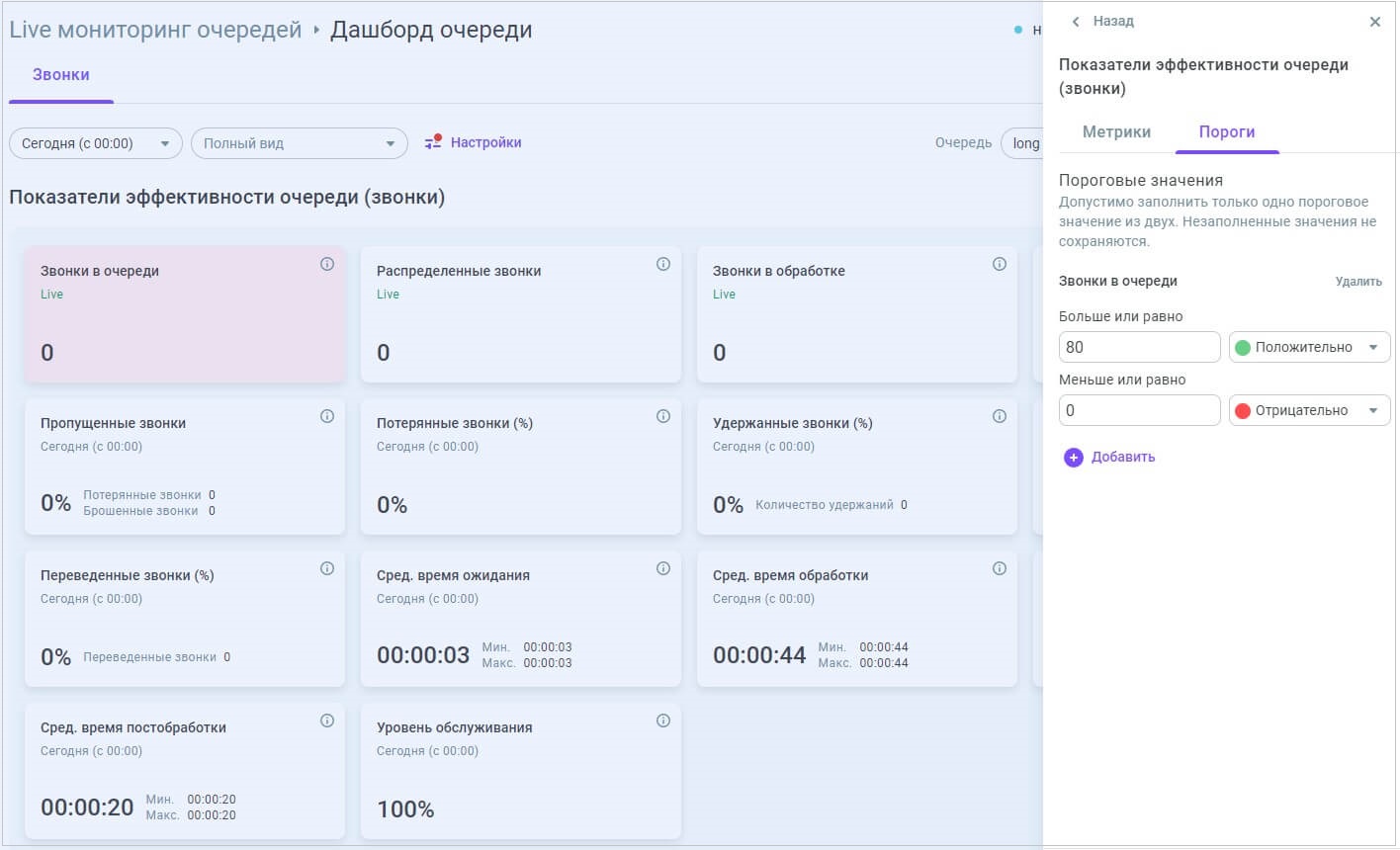 Настройки дашбордов Настройки дашбордов