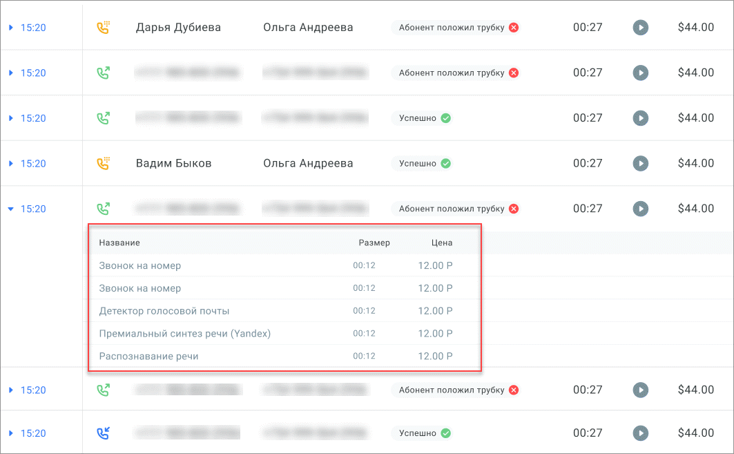 Информация о звонке Информация о звонке