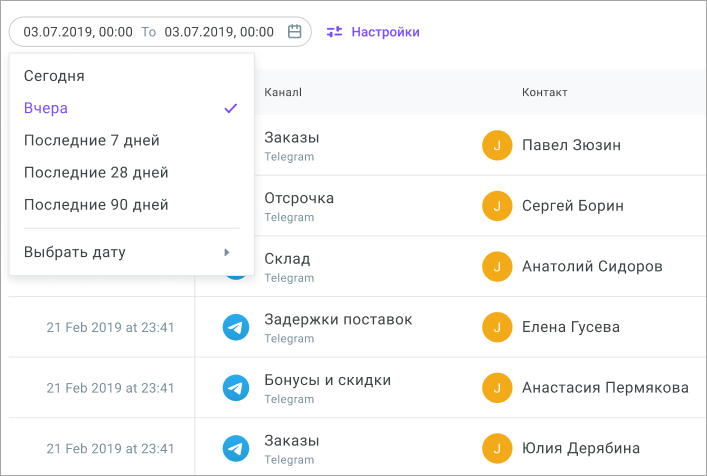 История звонков История звонков