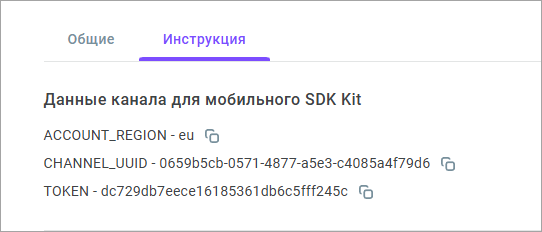 Данные канала Данные канала