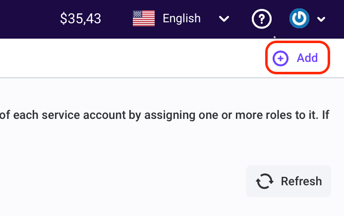 Add a service account Add a service account