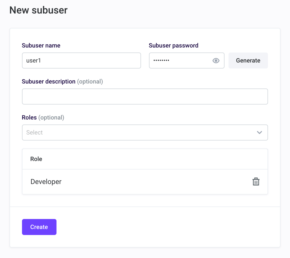 Add a subuser Add a subuser