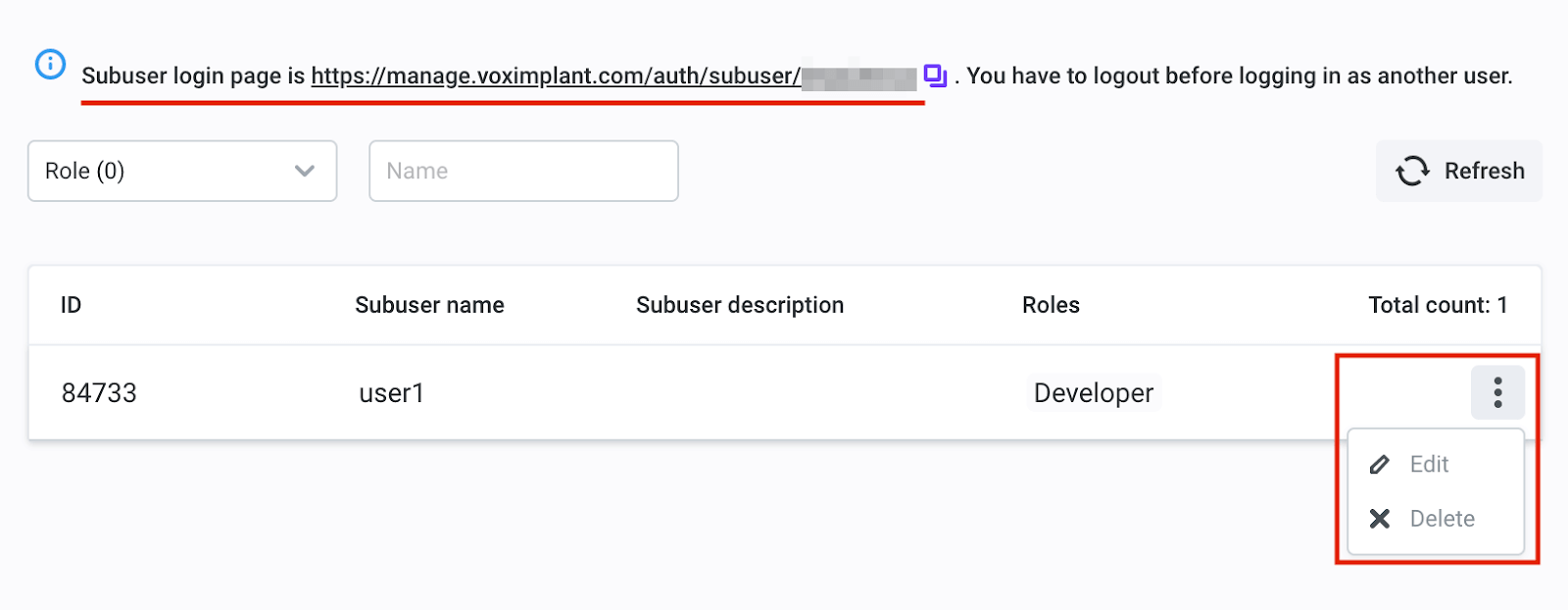 Subuser login link Subuser login link