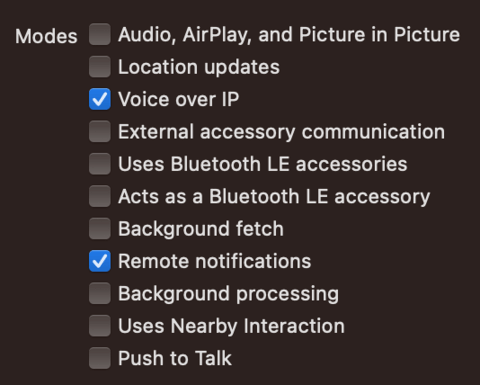Background modes Background modes
