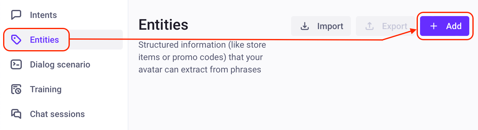 Add entity Add entity