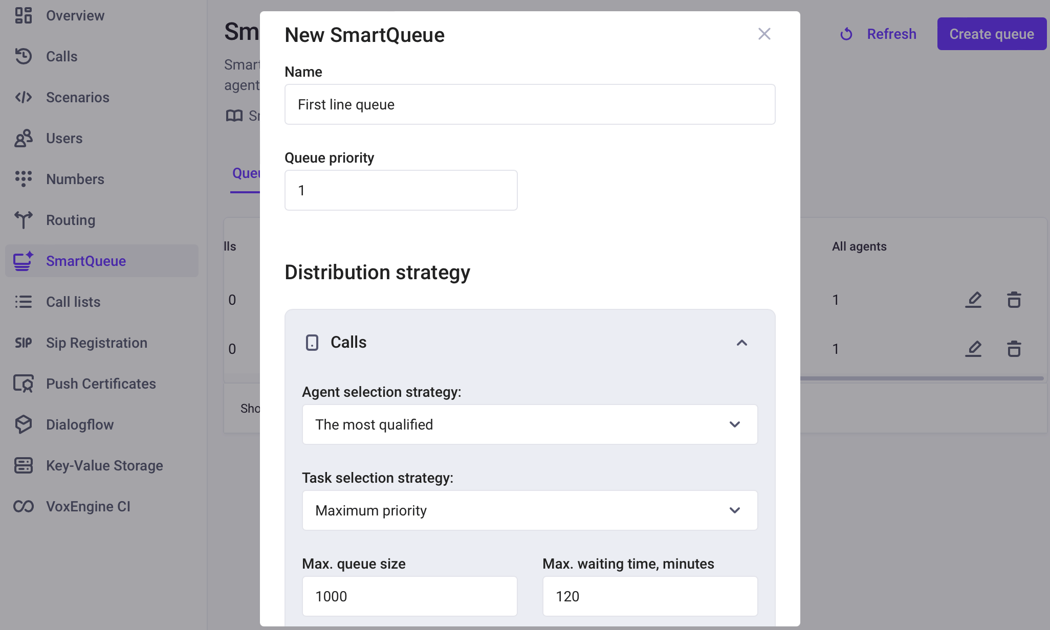 Create a queue Create a queue
